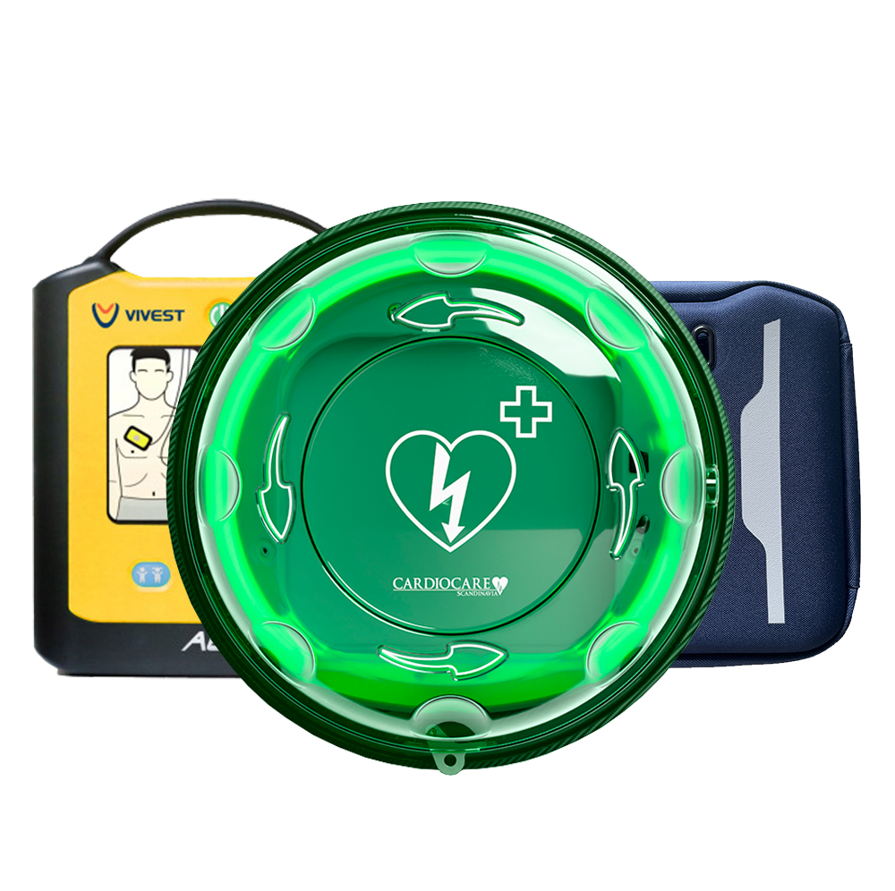 VIVEST X1 med Rotaid 247 Vivest X1 Hjertestarter | Rotaid 24/7 udendørsskab og taske
